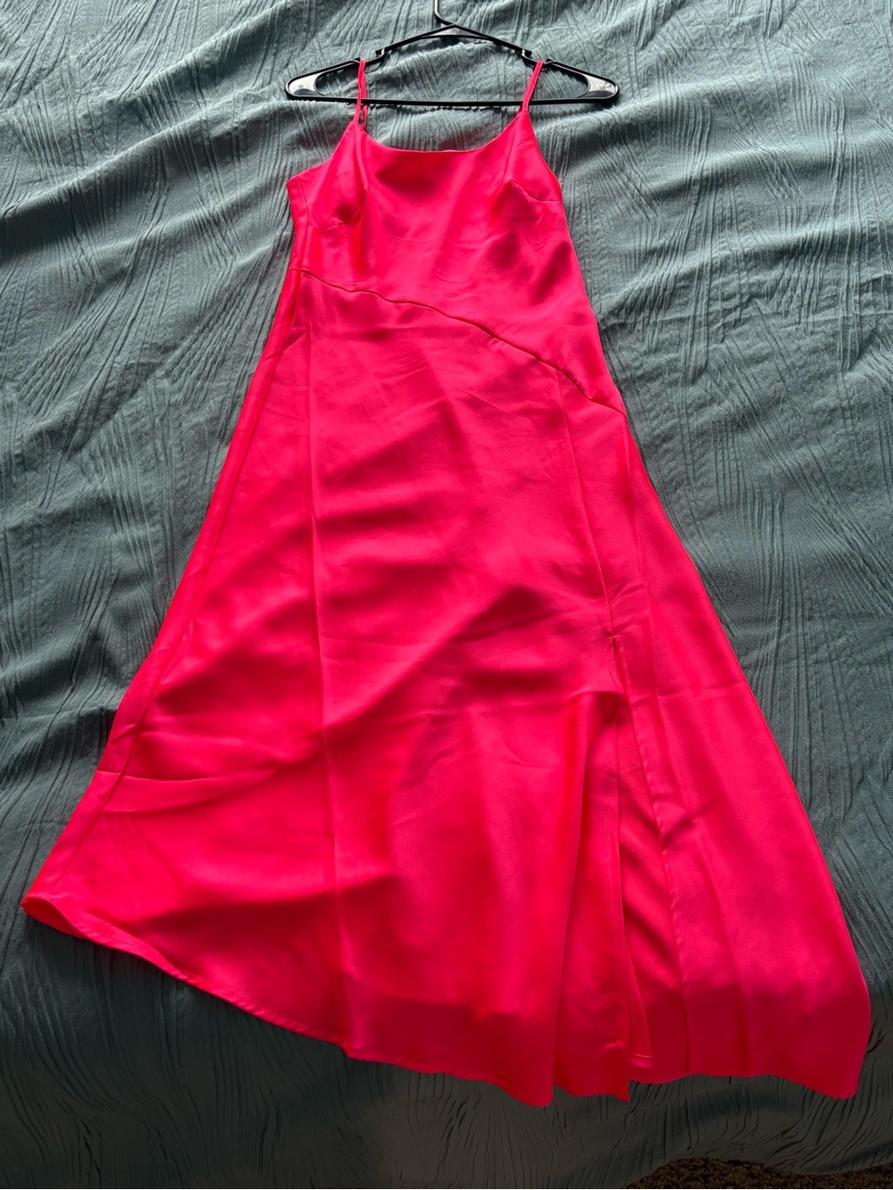 a new day Bright Hot Pink Strapless Slip Midi Dress